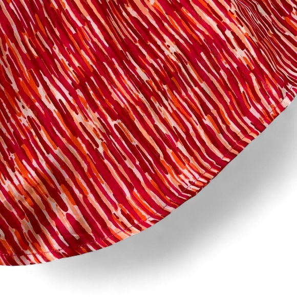 Y2K / Vintage Liz Claiborne Red & Orange Striped Sleeveless Button-Front Top - Picture 4 of 4